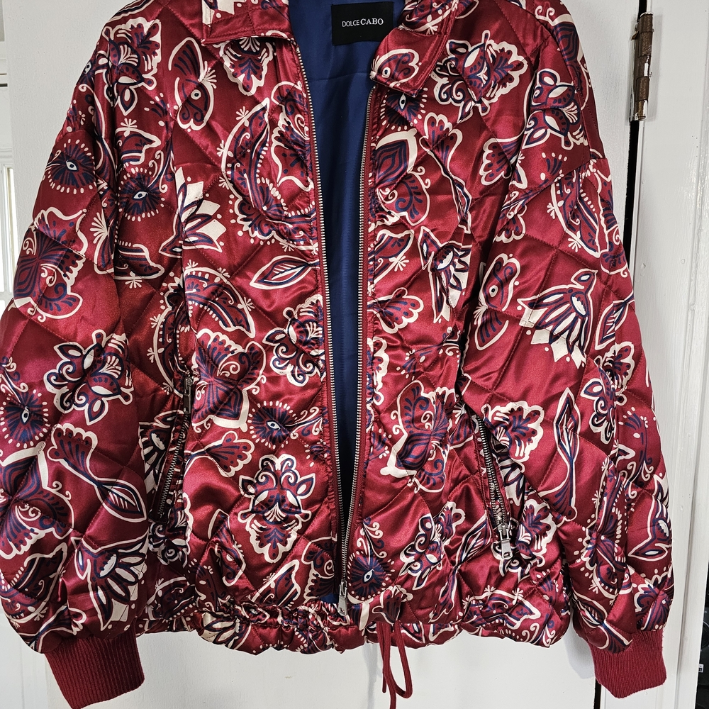 NWOT SIZE Sm Fits Med Dolce & Gabbana Silk Women's Red Floral Jacket